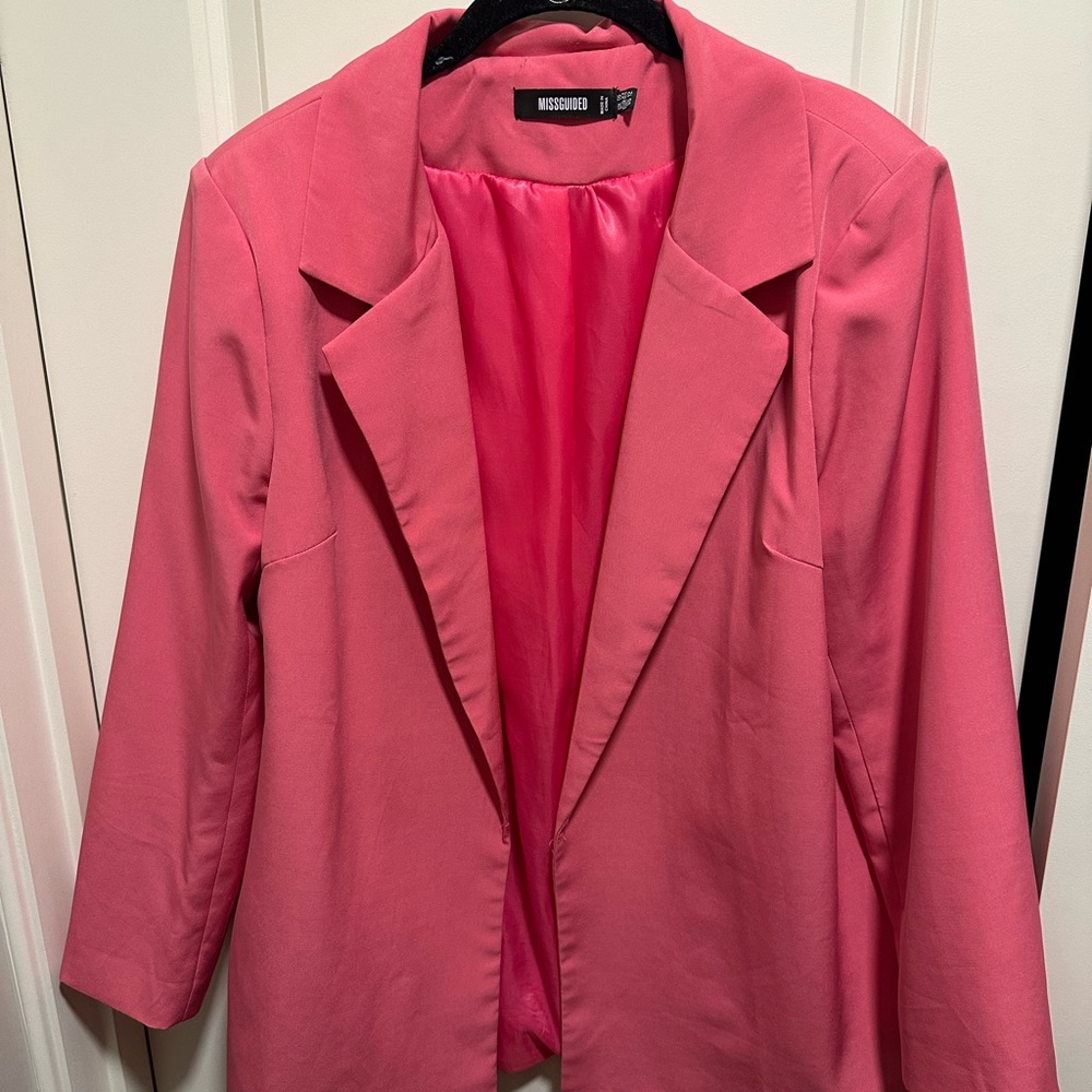 Missguided Hot Pink Open Front Tailored Blazer